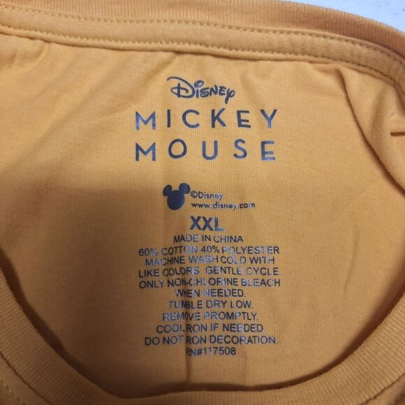 Disney Mickey Minnie Mouse Yellow Womens XXL Tee Shirt Short Sleeve - Picture 4 of 8